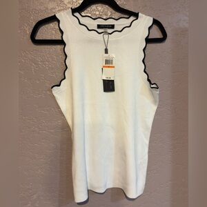 Cable & Gauge White Scalloped Tank Top